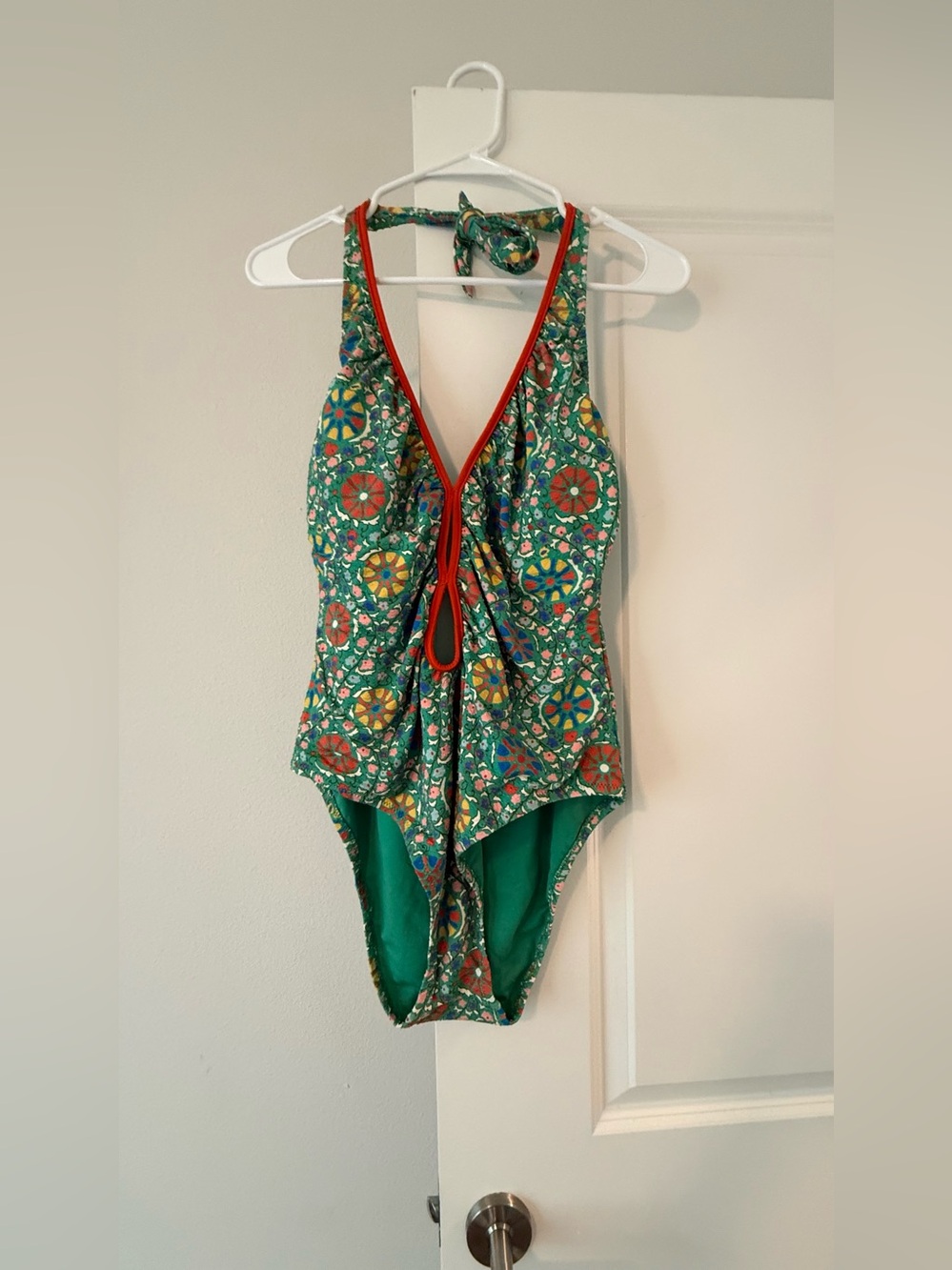 RHODE x Target Zinnia Floral Halter One-Piece Swimsuit – Green/Red - Picture 4 of 8